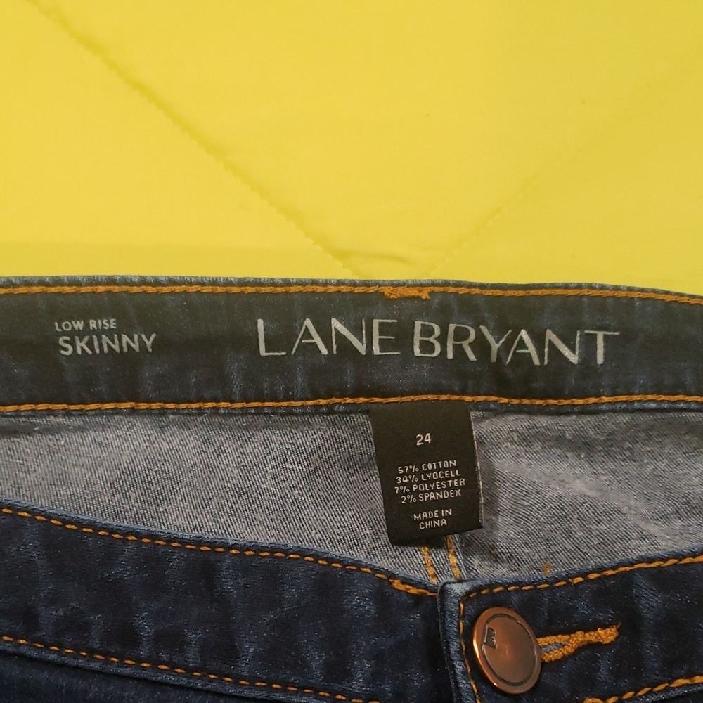 Lane Bryant Blue Skinny Jeans with Distressed Details